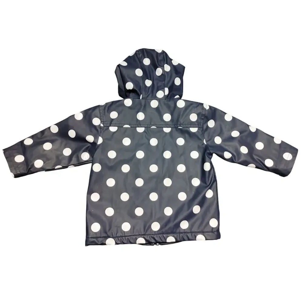 Weekend A La Mer Kids Dotted Rain Coat Full Zip Polka Dot Navy White Size 18M